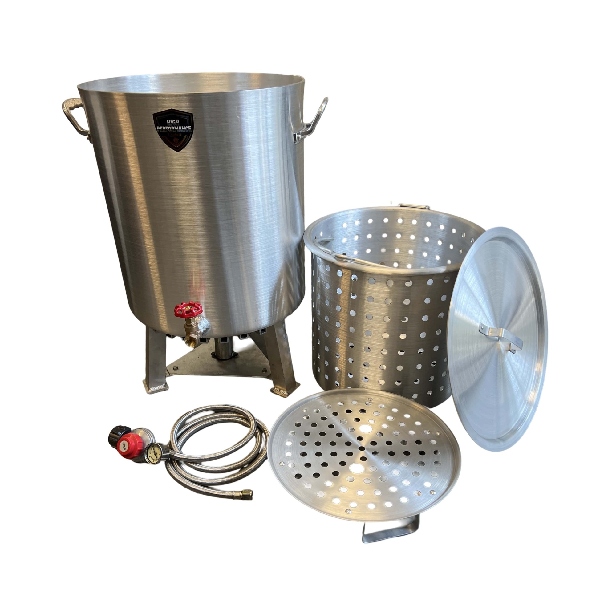 High Performance Cookers, 60 QT Powered Seafood Boiler, Material Aluminum, Model# PW60-BSJ-VLV050